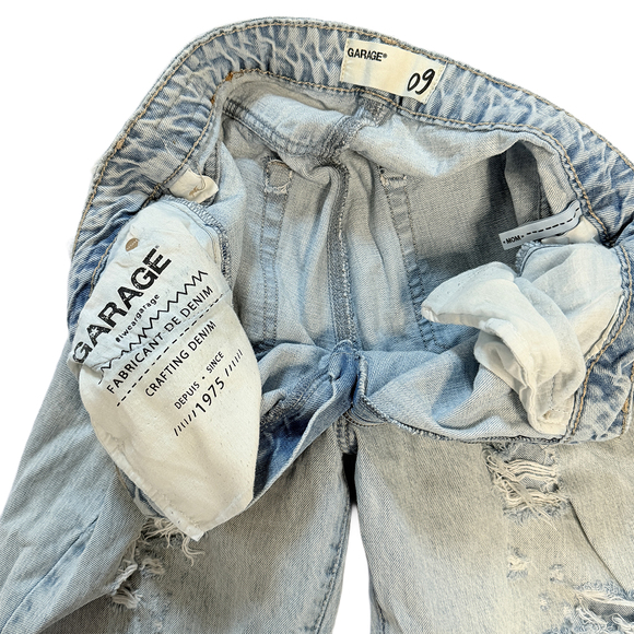 Light Wash High-Waisted Destroyed Mom Jeans in Blue - Picture 5 of 6